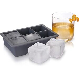 Viski Whiskey Ice Cube Tray with Lid, Large Makes Six 2-Inch Ice Molds,‎ NIB